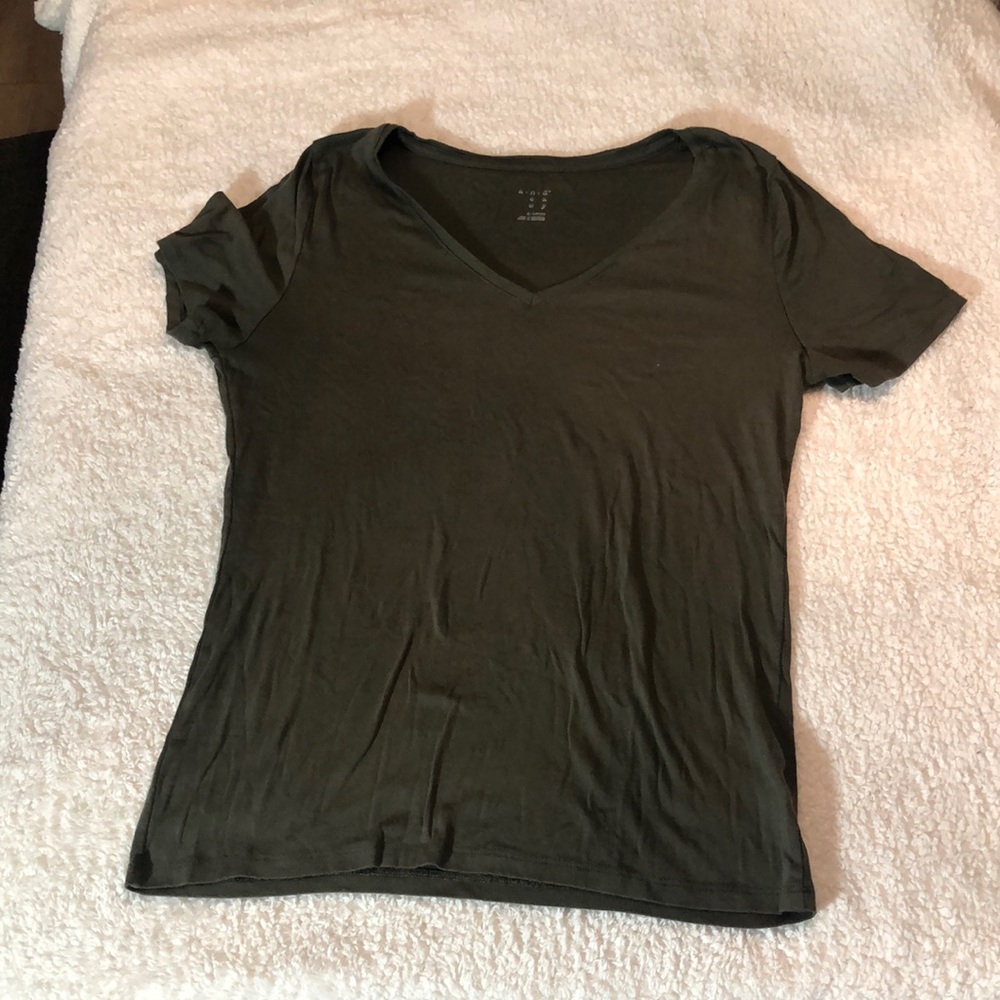 Women's V-Neck Olive Top